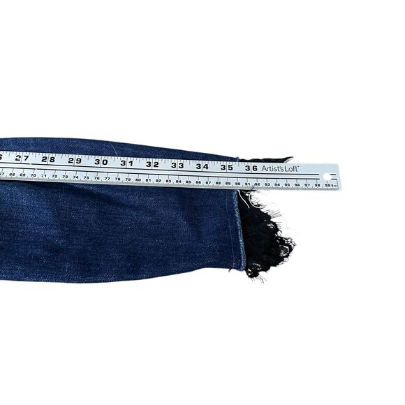 Mother High Waisted Looker Dagger Ankle Fray Jean Women 25 Blue Denim Lacey Wash - Picture 10 of 11